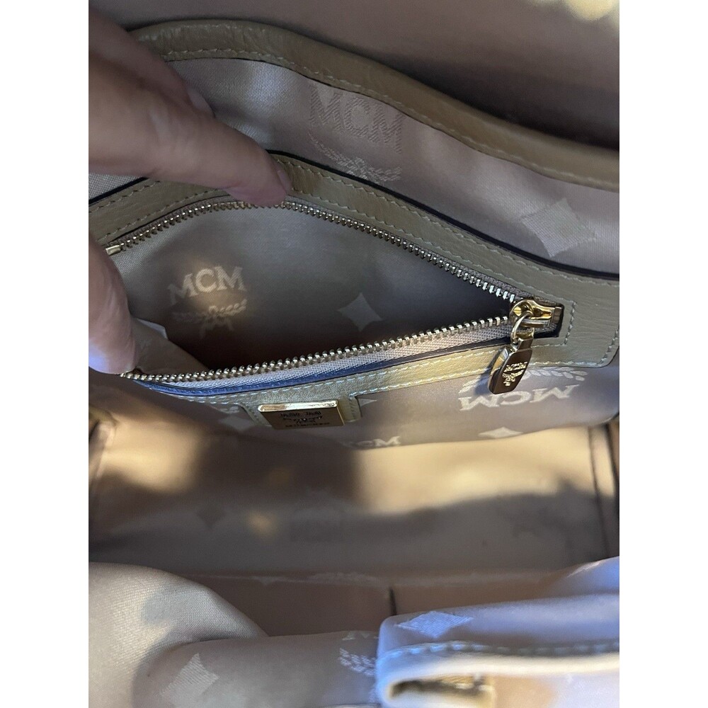 Authentic MCM Small Stark Studded Backpack in Beige Visetos Monogram Canvas - Ex - Picture 11 of 15